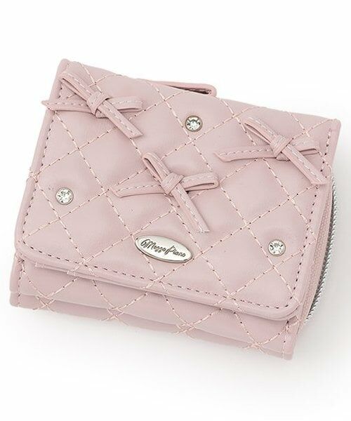 mezzo piano junior / メゾピアノジュニア 財布・コインケース・マネークリップ | リボン×きらきらラインストーンウォレット（ピンク）