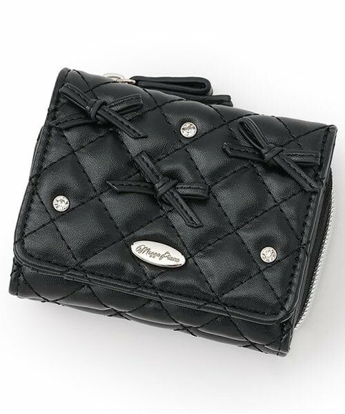 mezzo piano junior / メゾピアノジュニア 財布・コインケース・マネークリップ | リボン×きらきらラインストーンウォレット（黒）