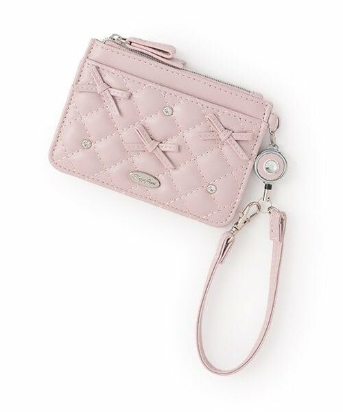 mezzo piano junior / メゾピアノジュニア カードケース・名刺入れ・定期入れ | リボン×きらきらラインストーンパスケース（ピンク）