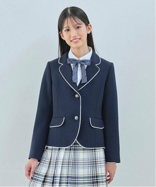 mezzo piano junior / メゾピアノジュニア テーラードジャケット | パイピングジャケット（紺）