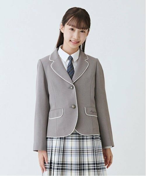 mezzo piano junior / メゾピアノジュニア テーラードジャケット | パイピングジャケット（グレー）