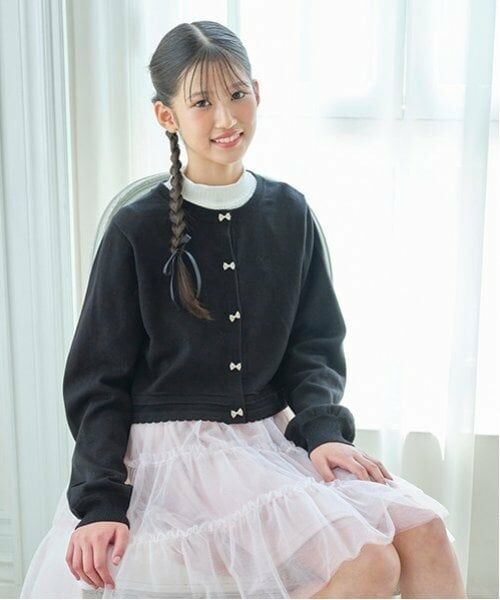 mezzo piano junior / メゾピアノジュニア カーディガン・ボレロ | ショート丈リボンボタンカーディガン | 詳細2