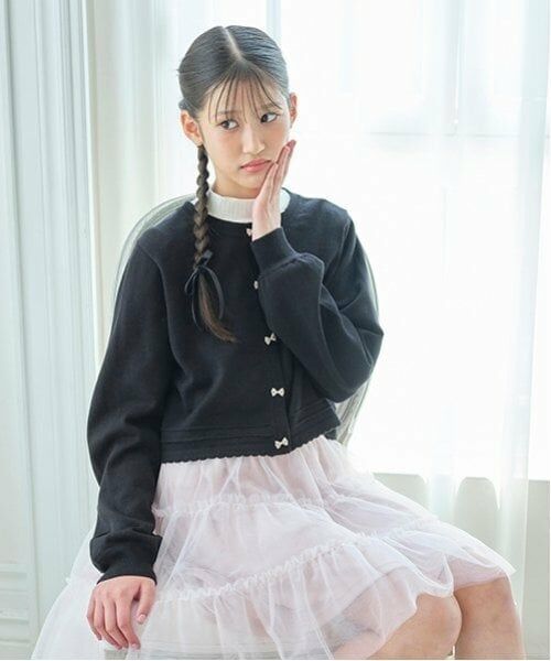 mezzo piano junior / メゾピアノジュニア カーディガン・ボレロ | ショート丈リボンボタンカーディガン | 詳細3