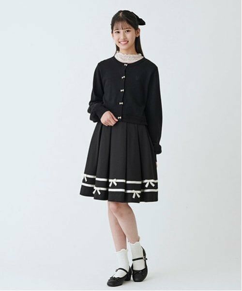 mezzo piano junior / メゾピアノジュニア カーディガン・ボレロ | ショート丈リボンボタンカーディガン | 詳細9