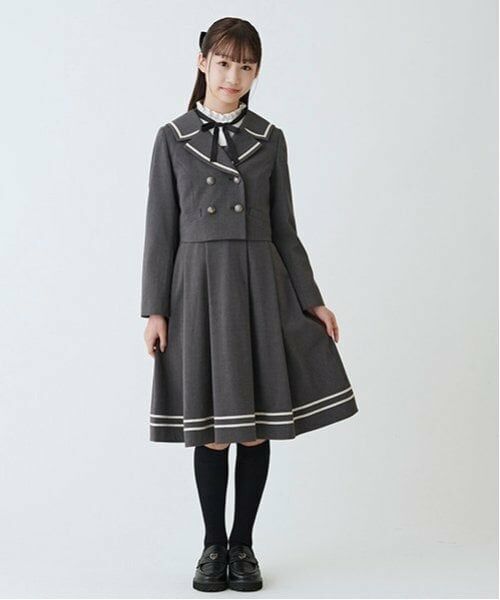 mezzo piano junior / メゾピアノジュニア テーラードジャケット | セーラーショートジャケット&ジャンパースカートセット(チャコール)