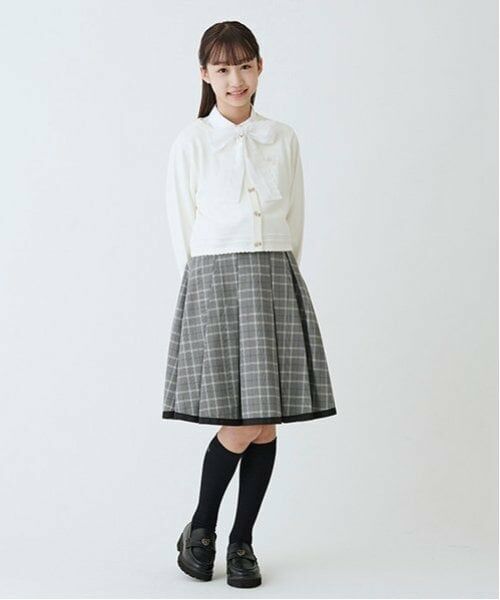 mezzo piano junior / メゾピアノジュニア ミニ・ひざ丈スカート | タックフレアチェックスカート | 詳細1