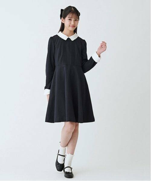 mezzo piano junior / メゾピアノジュニア ドレス | レース衿ワンピース（紺）