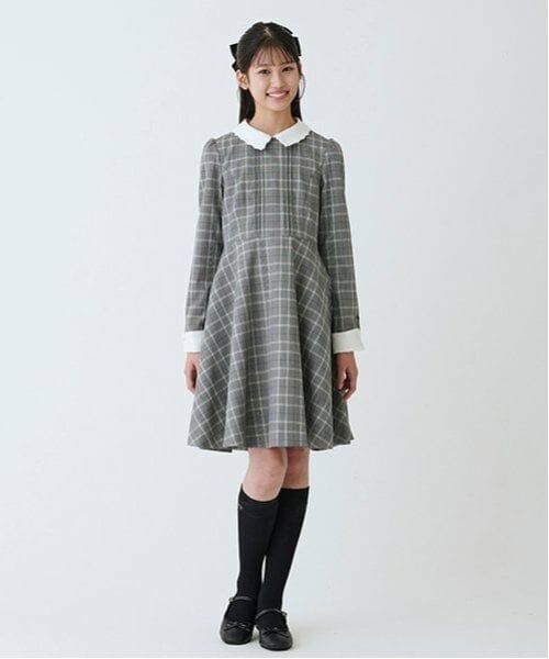 mezzo piano junior / メゾピアノジュニア ドレス | レース衿ワンピース（チャコール）