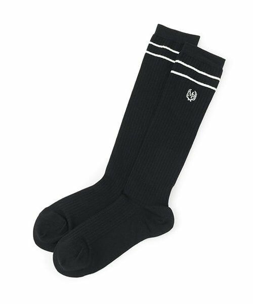 mezzo piano junior / メゾピアノジュニア ソックス | ラインハイソックス（黒）