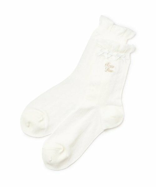 mezzo piano junior / メゾピアノジュニア ソックス | フリルリボンソックス（白）