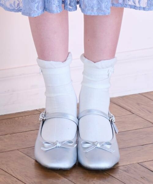 mezzo piano junior / メゾピアノジュニア パンプス | ビジューバックルストラップシューズ（シルバー）