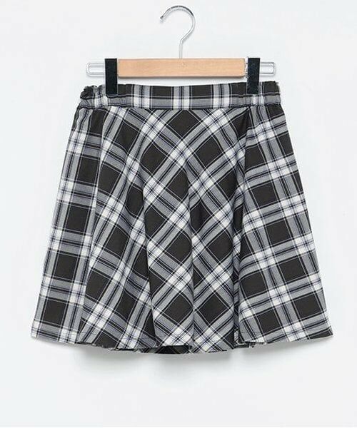 mezzo piano junior / メゾピアノジュニア ショート・ハーフ・半端丈パンツ | チェックフレアースカパン（黒）