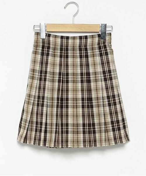 mezzo piano junior / メゾピアノジュニア ショート・ハーフ・半端丈パンツ | チェックプリーツスカパン(ベージュ)