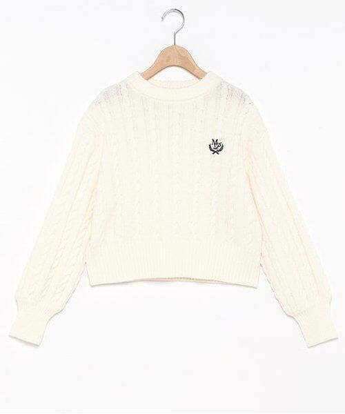 mezzo piano junior / メゾピアノジュニア ニット・セーター | ケーブルニットプルオーバー（アイボリー）