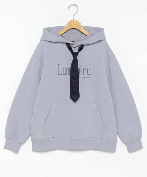 mezzo piano junior / メゾピアノジュニア パーカー | ネクタイつき裏起毛フーディ（ライト ブルー）