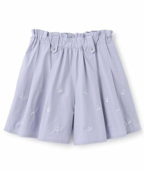 mezzo piano junior / メゾピアノジュニア ショート・ハーフ・半端丈パンツ | 【機能素材】チェリー刺しゅうキュロット（サックス）