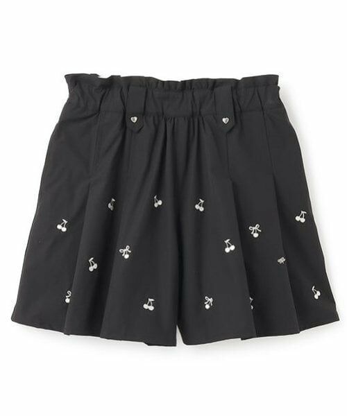 mezzo piano junior / メゾピアノジュニア ショート・ハーフ・半端丈パンツ | 【機能素材】チェリー刺しゅうキュロット（黒）