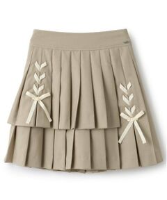 mezzo piano junior / メゾピアノジュニア ショート・ハーフ・半端丈パンツ | 【ニコ☆プチ掲載】レースアップリボン2段プリーツスカパン