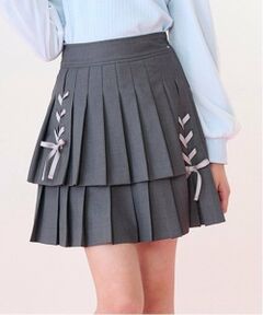 mezzo piano junior / メゾピアノジュニア ショート・ハーフ・半端丈パンツ | 【ニコ☆プチ掲載】レースアップリボン2段プリーツスカパン