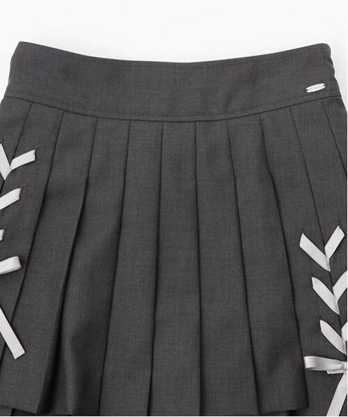 mezzo piano junior / メゾピアノジュニア ショート・ハーフ・半端丈パンツ | 【ニコ☆プチ掲載】レースアップリボン2段プリーツスカパン | 詳細13