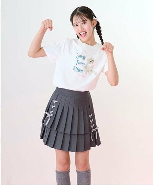 mezzo piano junior / メゾピアノジュニア ショート・ハーフ・半端丈パンツ | 【ニコ☆プチ掲載】レースアップリボン2段プリーツスカパン | 詳細2