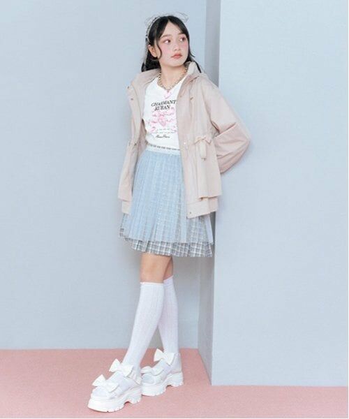 mezzo piano junior / メゾピアノジュニア ショート・ハーフ・半端丈パンツ | チェック柄ボックスプリーツスカパン&チュールスカートセット | 詳細1