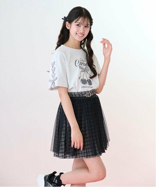 mezzo piano junior / メゾピアノジュニア ショート・ハーフ・半端丈パンツ | チェック柄ボックスプリーツスカパン&チュールスカートセット | 詳細12