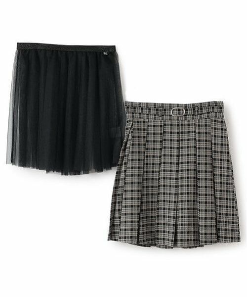 mezzo piano junior / メゾピアノジュニア ショート・ハーフ・半端丈パンツ | チェック柄ボックスプリーツスカパン&チュールスカートセット | 詳細17
