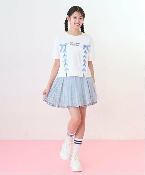 mezzo piano junior / メゾピアノジュニア ショート・ハーフ・半端丈パンツ | チェック柄ボックスプリーツスカパン&チュールスカートセット | 詳細2
