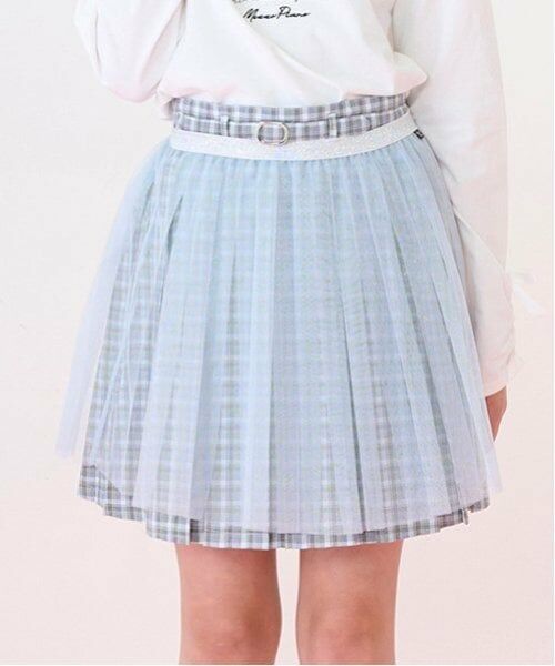 mezzo piano junior / メゾピアノジュニア ショート・ハーフ・半端丈パンツ | チェック柄ボックスプリーツスカパン&チュールスカートセット | 詳細3
