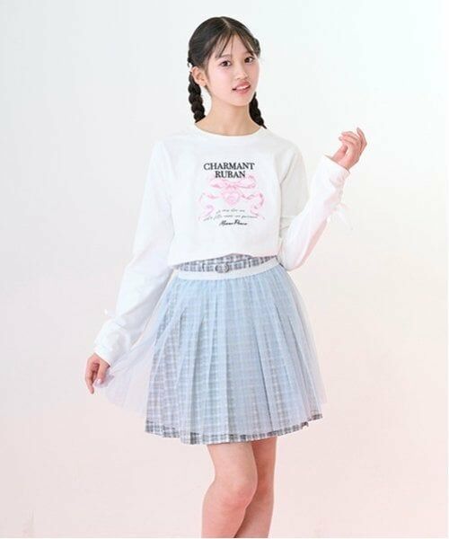 mezzo piano junior / メゾピアノジュニア ショート・ハーフ・半端丈パンツ | チェック柄ボックスプリーツスカパン&チュールスカートセット | 詳細4