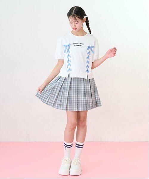 mezzo piano junior / メゾピアノジュニア ショート・ハーフ・半端丈パンツ | チェック柄ボックスプリーツスカパン&チュールスカートセット | 詳細5