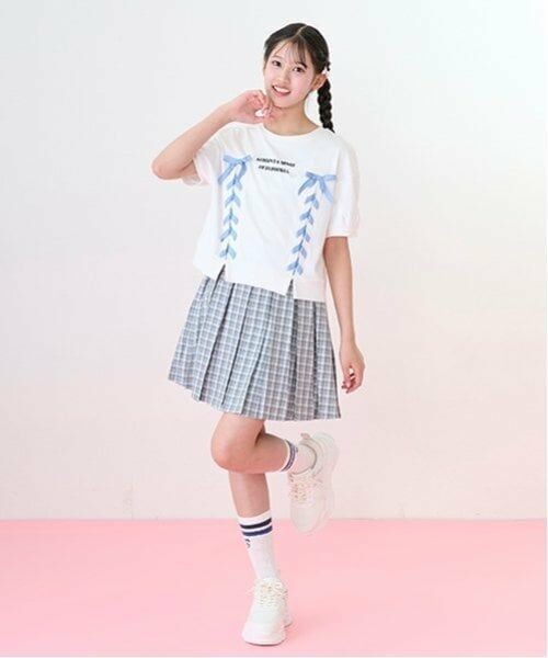 mezzo piano junior / メゾピアノジュニア ショート・ハーフ・半端丈パンツ | チェック柄ボックスプリーツスカパン&チュールスカートセット | 詳細6