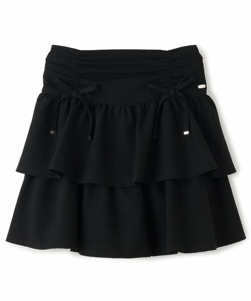 mezzo piano junior / メゾピアノジュニア ショート・ハーフ・半端丈パンツ | ドロストティアードスカパン（黒）