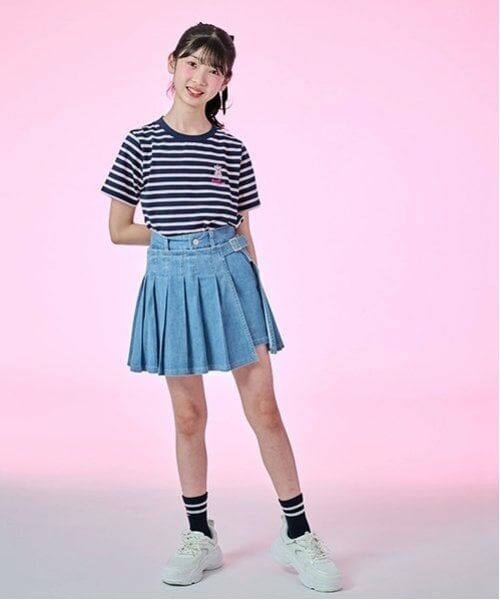 mezzo piano junior / メゾピアノジュニア ショート・ハーフ・半端丈パンツ | 【Cuugal掲載】ラッププリーツショートパンツ（2WAY)（ライト ブルー）