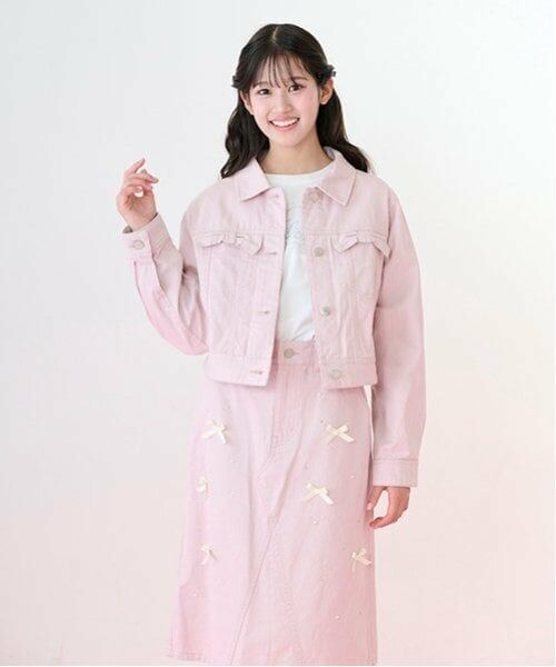 mezzo piano junior / メゾピアノジュニア ミニ・ひざ丈スカート | リボン×パール×ラインストーン ミディスカート | 詳細3