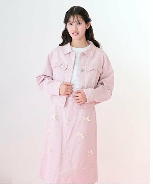 mezzo piano junior / メゾピアノジュニア ミニ・ひざ丈スカート | リボン×パール×ラインストーン ミディスカート | 詳細4