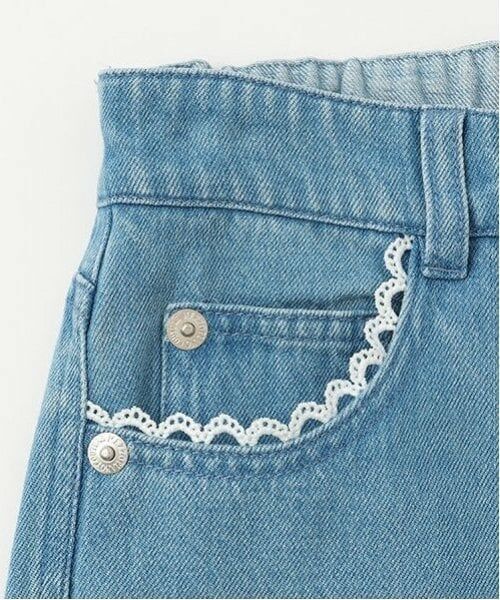 mezzo piano junior / メゾピアノジュニア その他パンツ | 【ニコ☆プチ掲載】レースアップリケ美脚ルーズストレートデニムパンツ | 詳細10