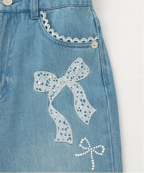 mezzo piano junior / メゾピアノジュニア その他パンツ | 【ニコ☆プチ掲載】レースアップリケ美脚ルーズストレートデニムパンツ | 詳細11