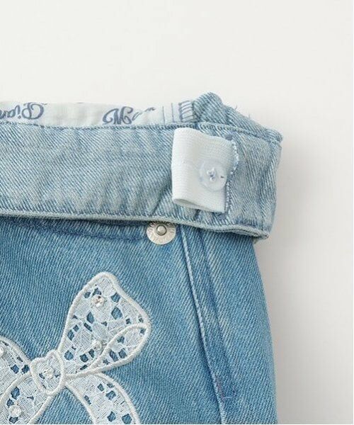 mezzo piano junior / メゾピアノジュニア その他パンツ | 【ニコ☆プチ掲載】レースアップリケ美脚ルーズストレートデニムパンツ | 詳細12