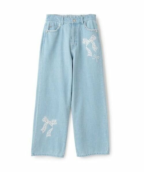 mezzo piano junior / メゾピアノジュニア その他パンツ | 【ニコ☆プチ掲載】レースアップリケ美脚ルーズストレートデニムパンツ | 詳細5