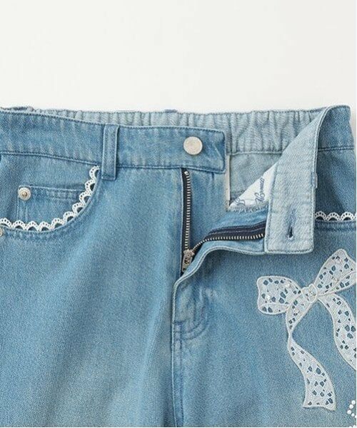 mezzo piano junior / メゾピアノジュニア その他パンツ | 【ニコ☆プチ掲載】レースアップリケ美脚ルーズストレートデニムパンツ | 詳細9