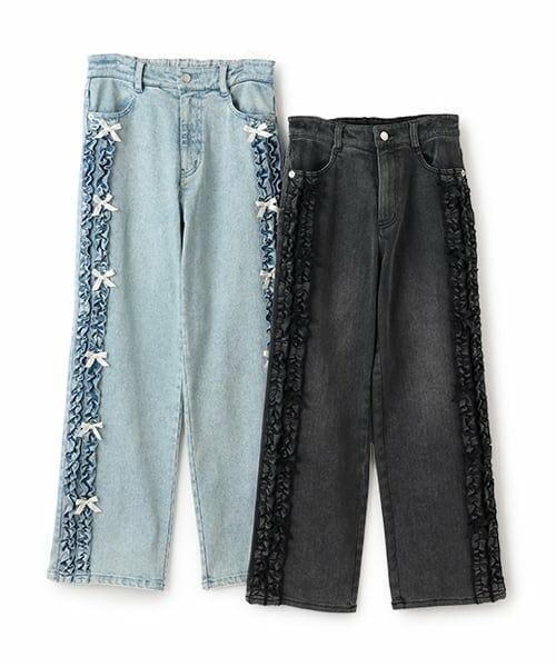 mezzo piano junior / メゾピアノジュニア その他パンツ | サイドフリルストレートデニムパンツ | 詳細1