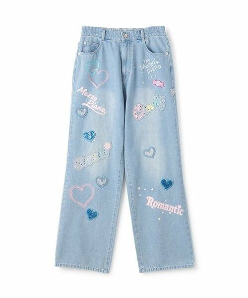 mezzo piano junior / メゾピアノジュニア その他パンツ | 復刻♪ デコラティブワイドデニムパンツ(ライト ブルー)
