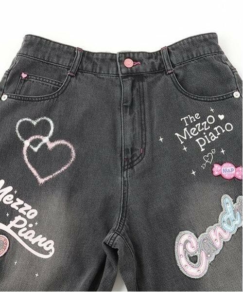 mezzo piano junior / メゾピアノジュニア その他パンツ | 復刻♪ デコラティブワイドデニムパンツ | 詳細2