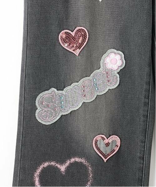 mezzo piano junior / メゾピアノジュニア その他パンツ | 復刻♪ デコラティブワイドデニムパンツ | 詳細5