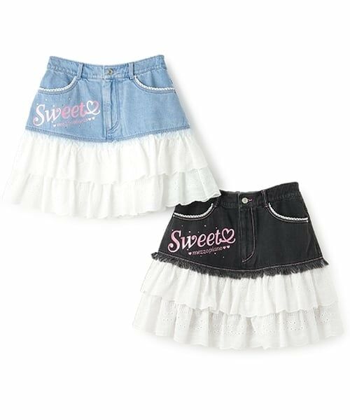 mezzo piano junior / メゾピアノジュニア ミニ・ひざ丈スカート | 復刻♪ デニム×レース Sweetスカート | 詳細11