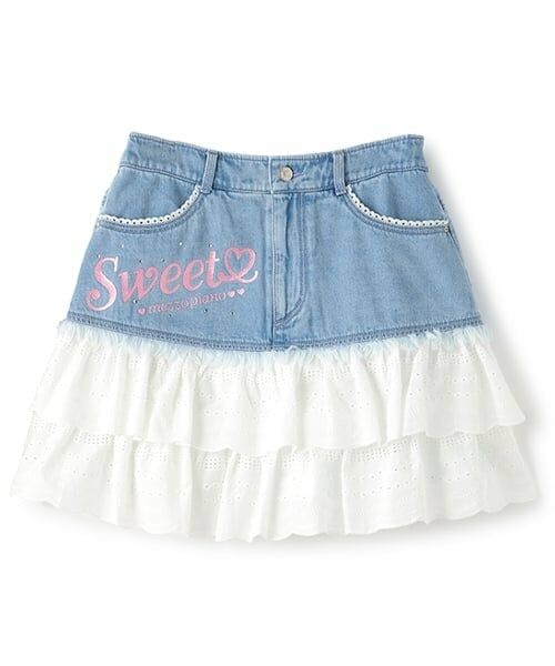 mezzo piano junior / メゾピアノジュニア ミニ・ひざ丈スカート | 復刻♪ デニム×レース Sweetスカート | 詳細12