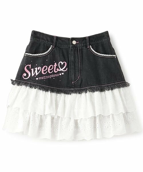 mezzo piano junior / メゾピアノジュニア ミニ・ひざ丈スカート | 復刻♪ デニム×レース Sweetスカート | 詳細13