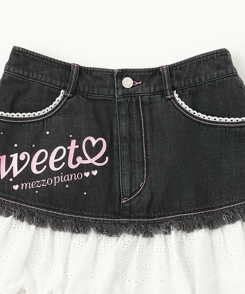 mezzo piano junior / メゾピアノジュニア ミニ・ひざ丈スカート | 復刻♪ デニム×レース Sweetスカート | 詳細2